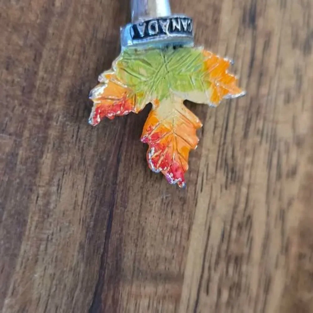 Vintage Canada Maple Leaf Enamel Souvenir Spoon The Bucket List Collectible 4.5